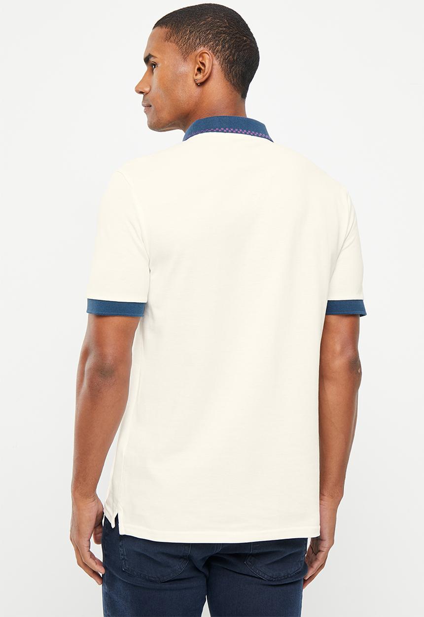 Ben Sherman - Colour block rib polo - snow white
