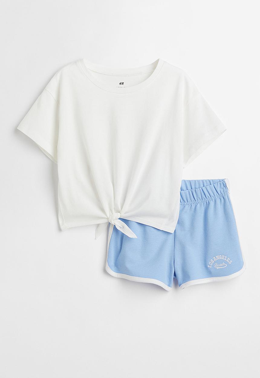 H&M - 2 Piece cotton set - white & light blue