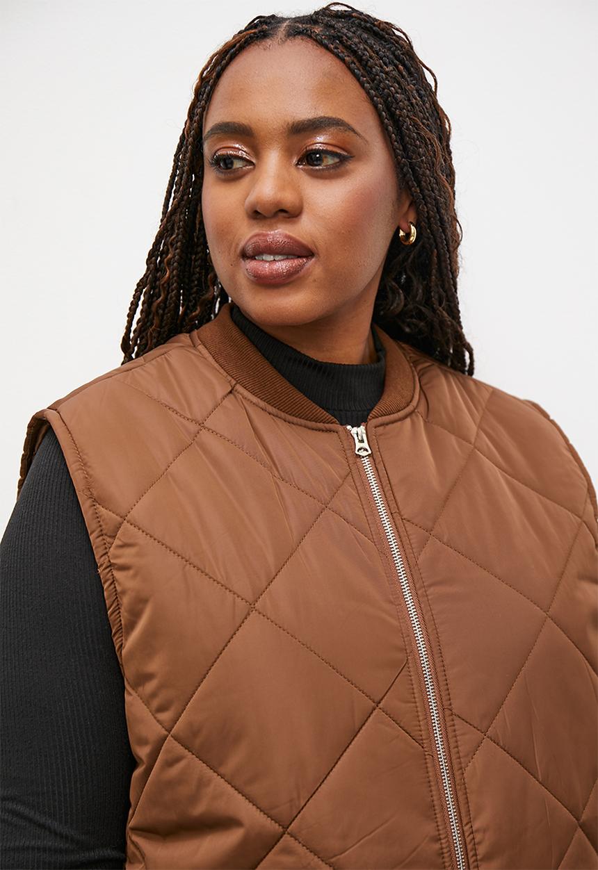 Superbalist - Midi quilted puffer gilet - tan