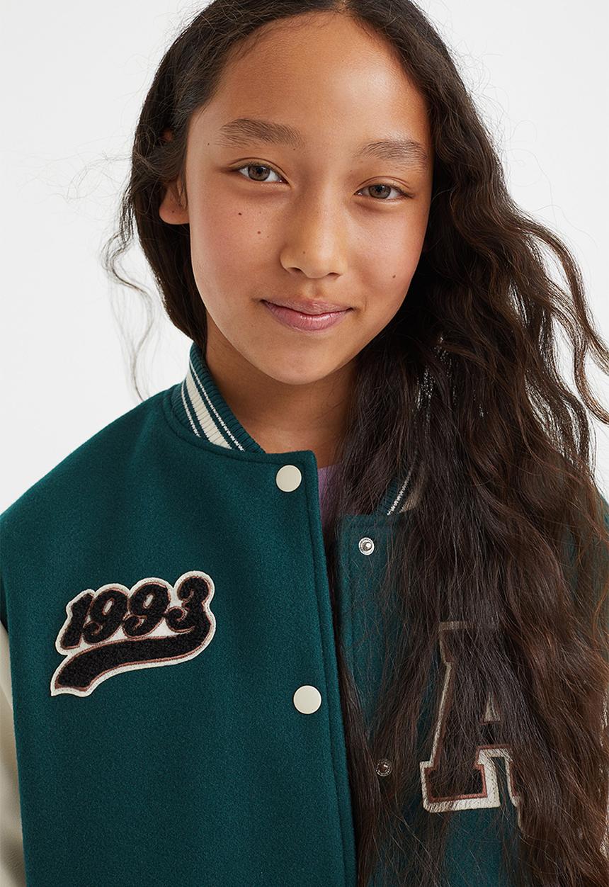 H&M - Baseball jacket - dark green/block-coloured