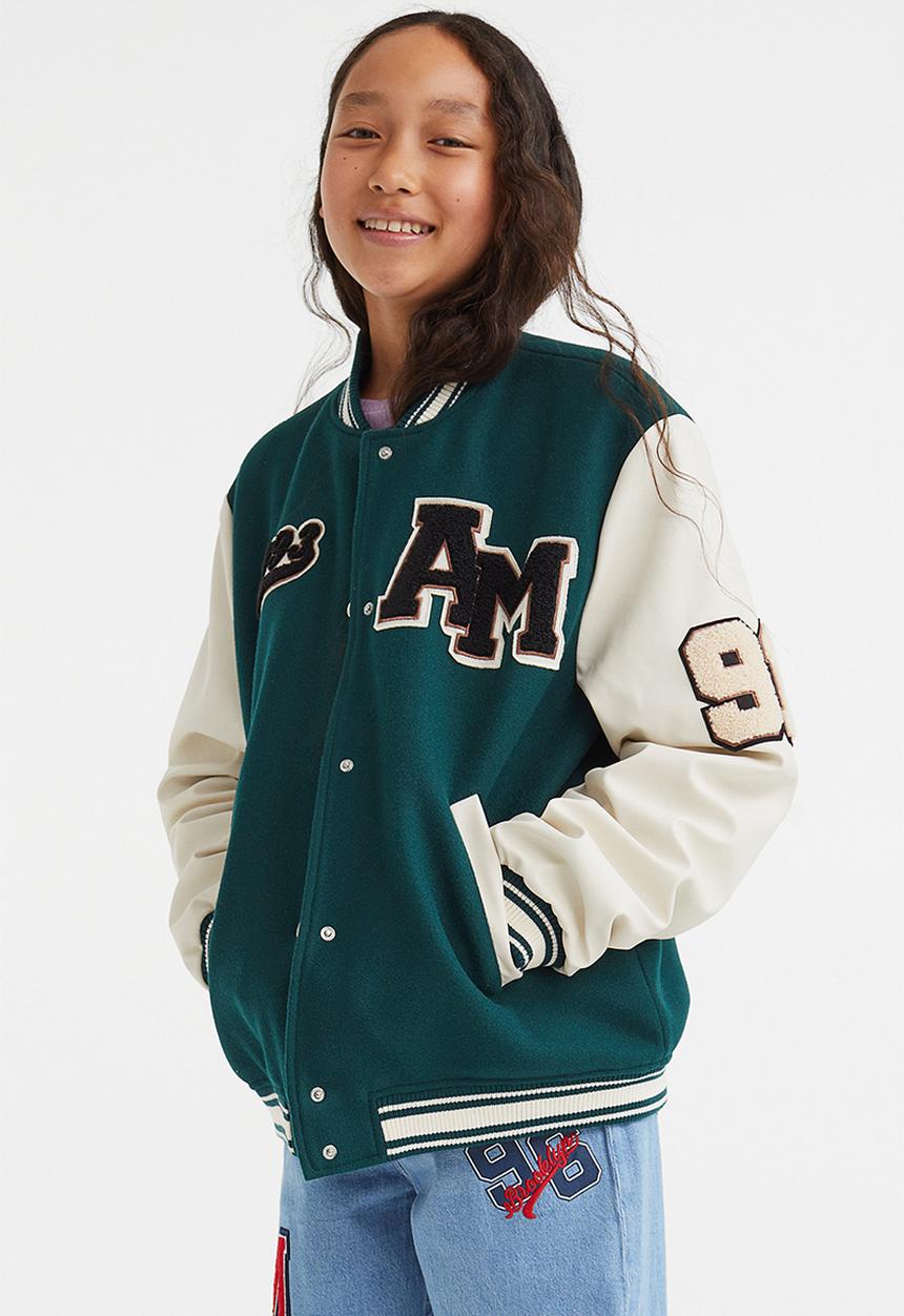 H&M - Baseball jacket - dark green/block-coloured
