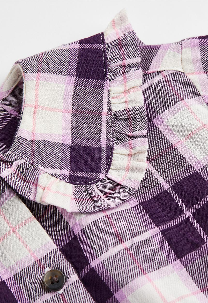 H&M - Frill-collared blouse - purple/checked