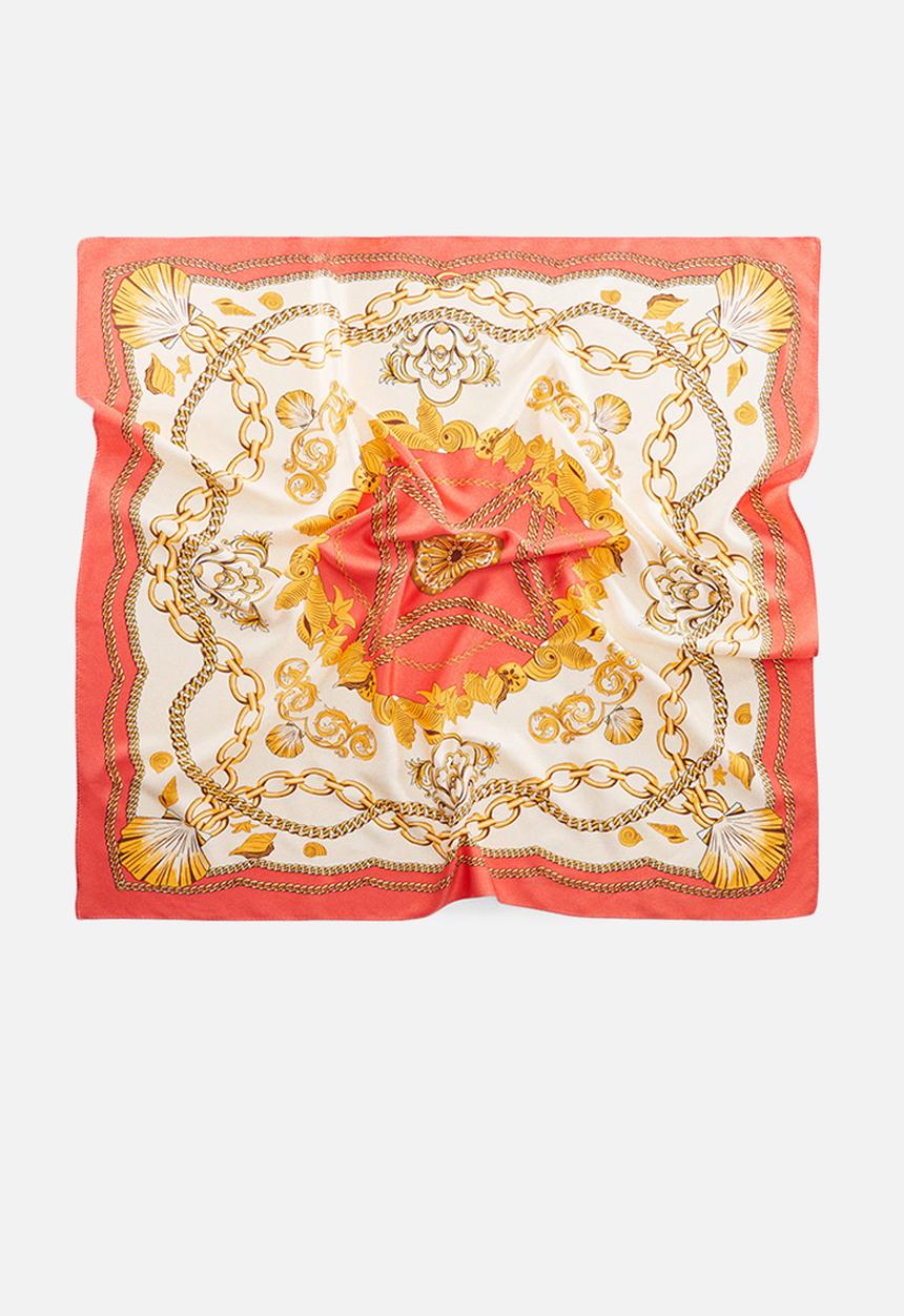 MANGO - Neck scarf star - coral red