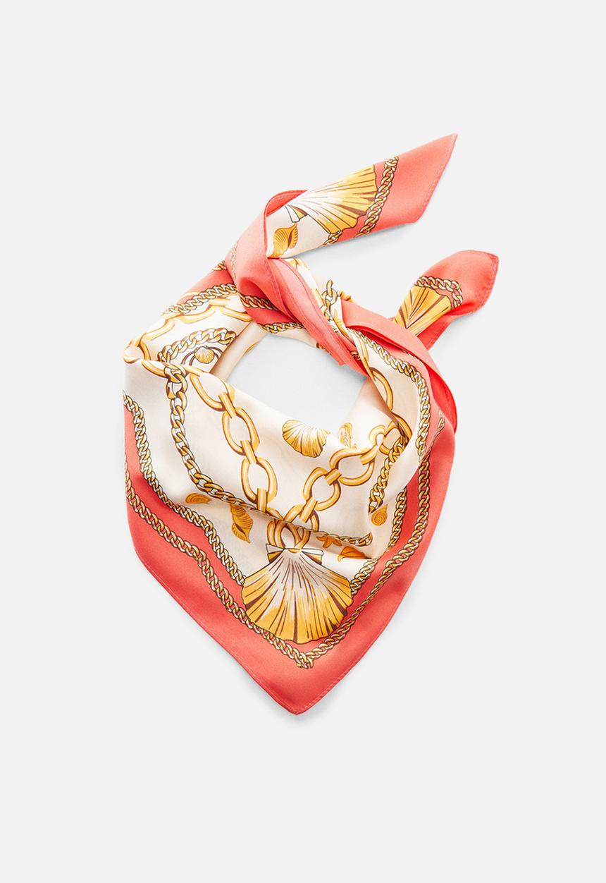 MANGO - Neck scarf star - coral red