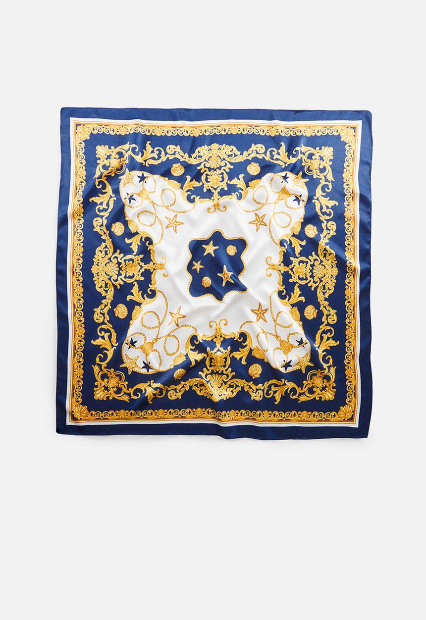 MANGO - Neck scarf star - navy