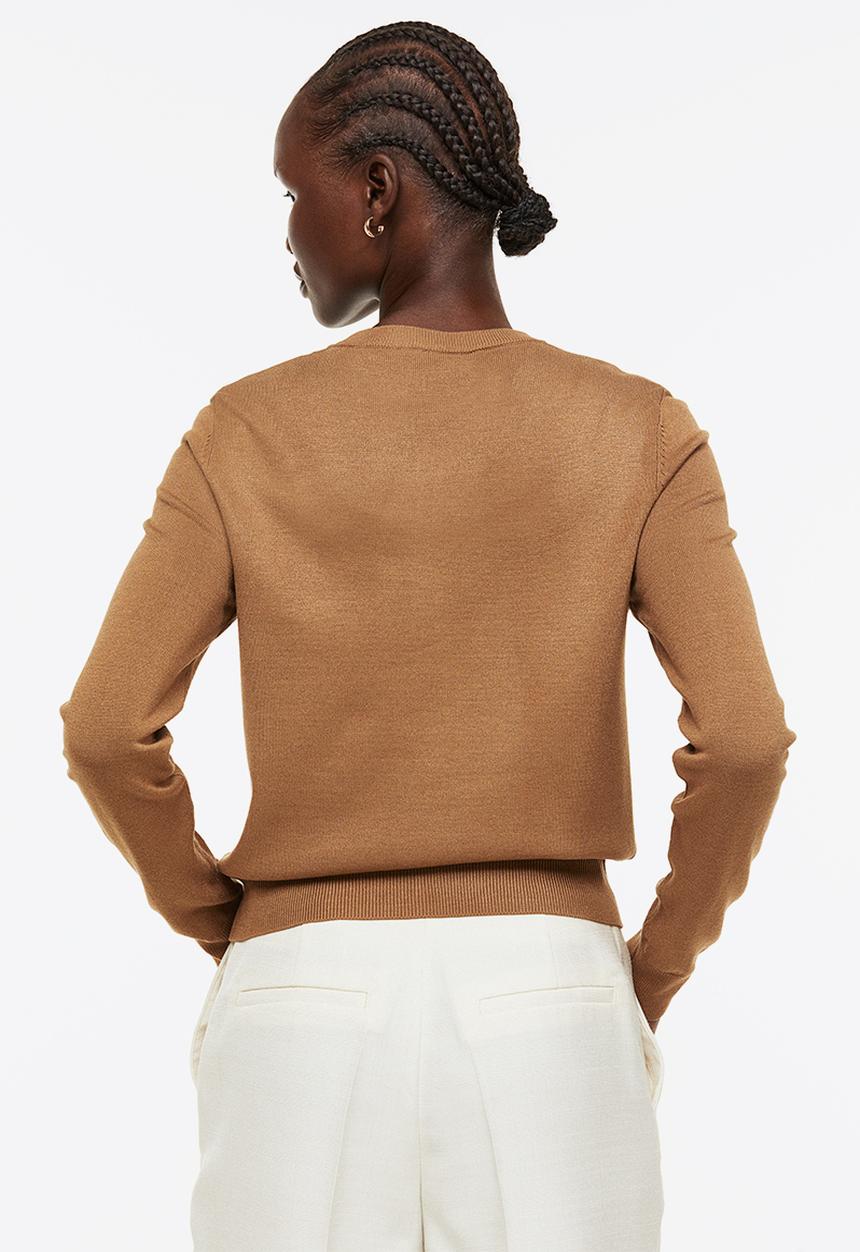 H&M - Fine-knit cardigan - dark beige