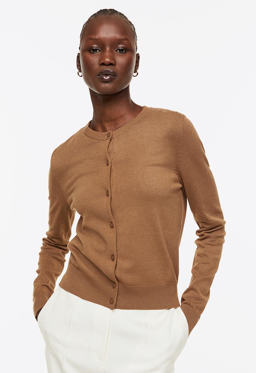 H&M - Fine-knit cardigan - dark beige