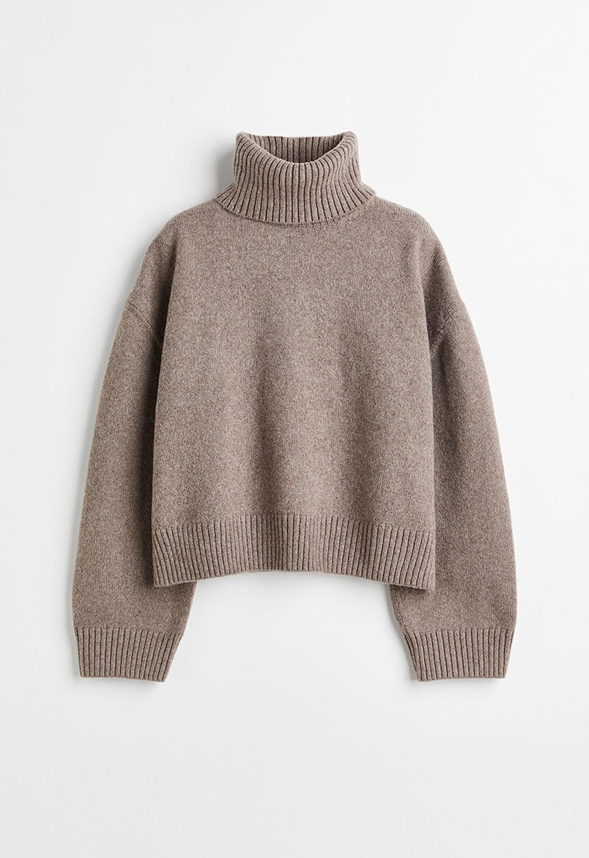 H&M - Oversized polo-neck jumper - dark mole
