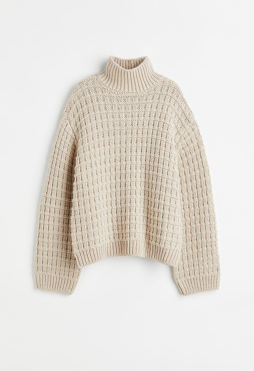 H&M - Oversized turtleneck jumper - light beige