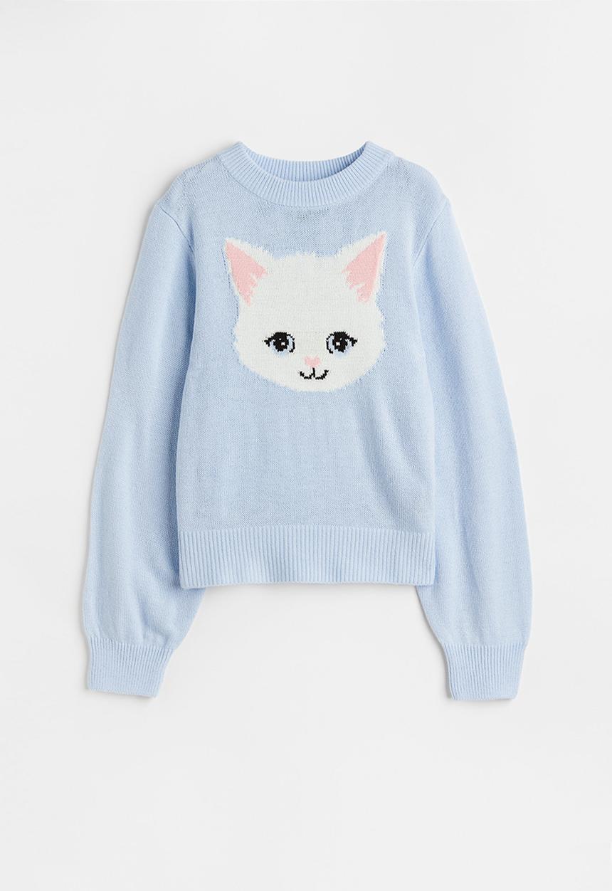 H&M - Jacquard-knit jumper - light blue/cat