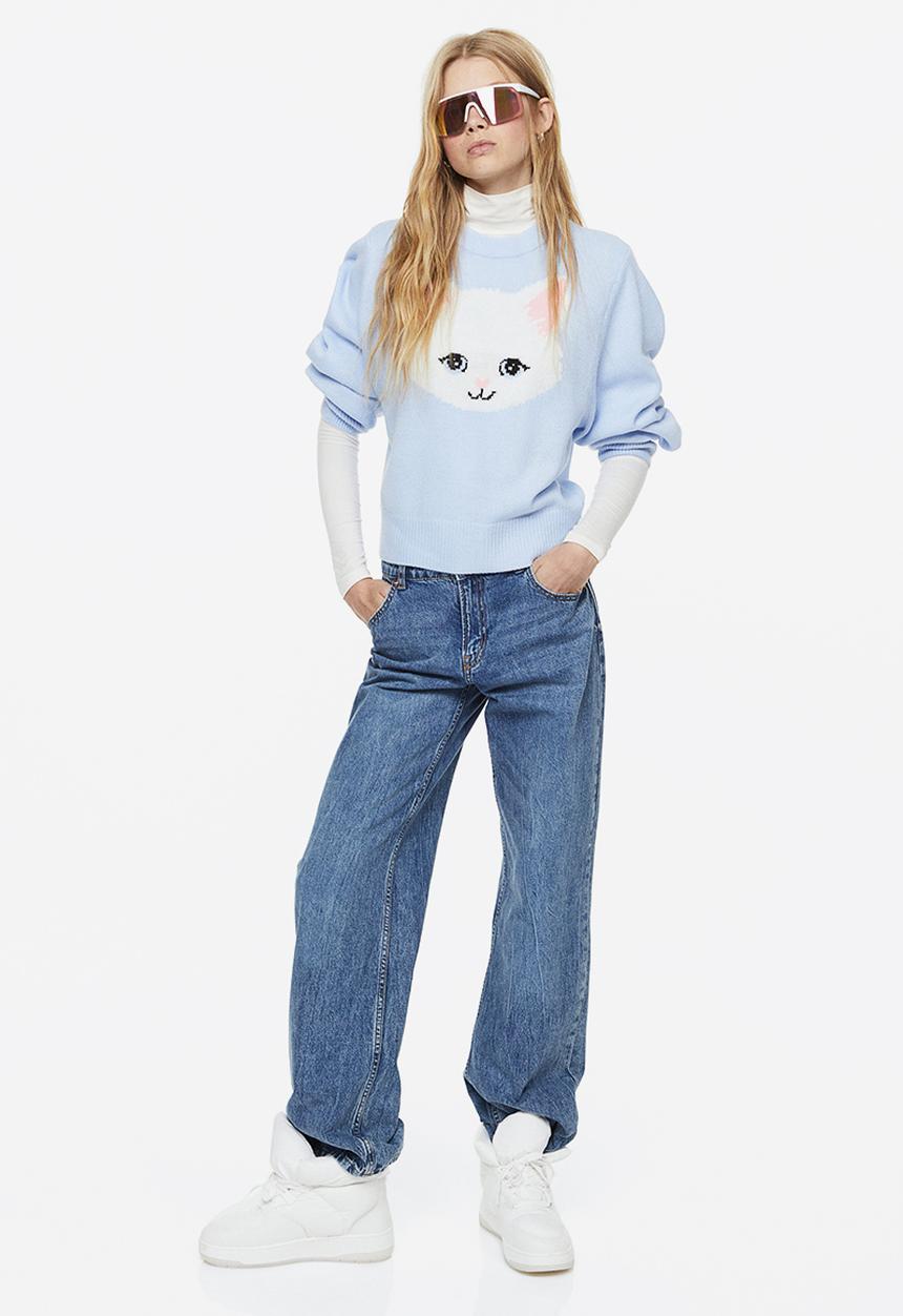 H&M - Jacquard-knit jumper - light blue/cat