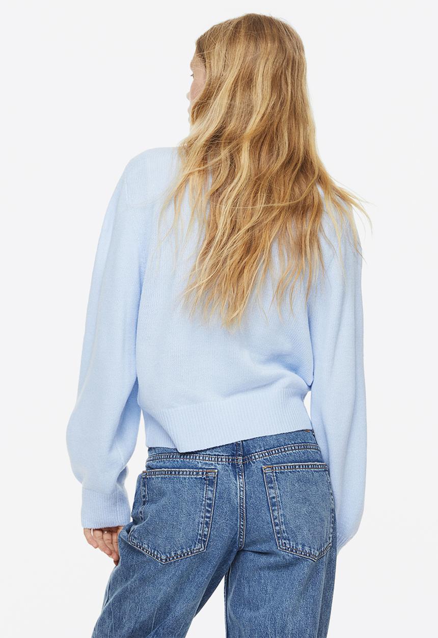 H&M - Jacquard-knit jumper - light blue/cat