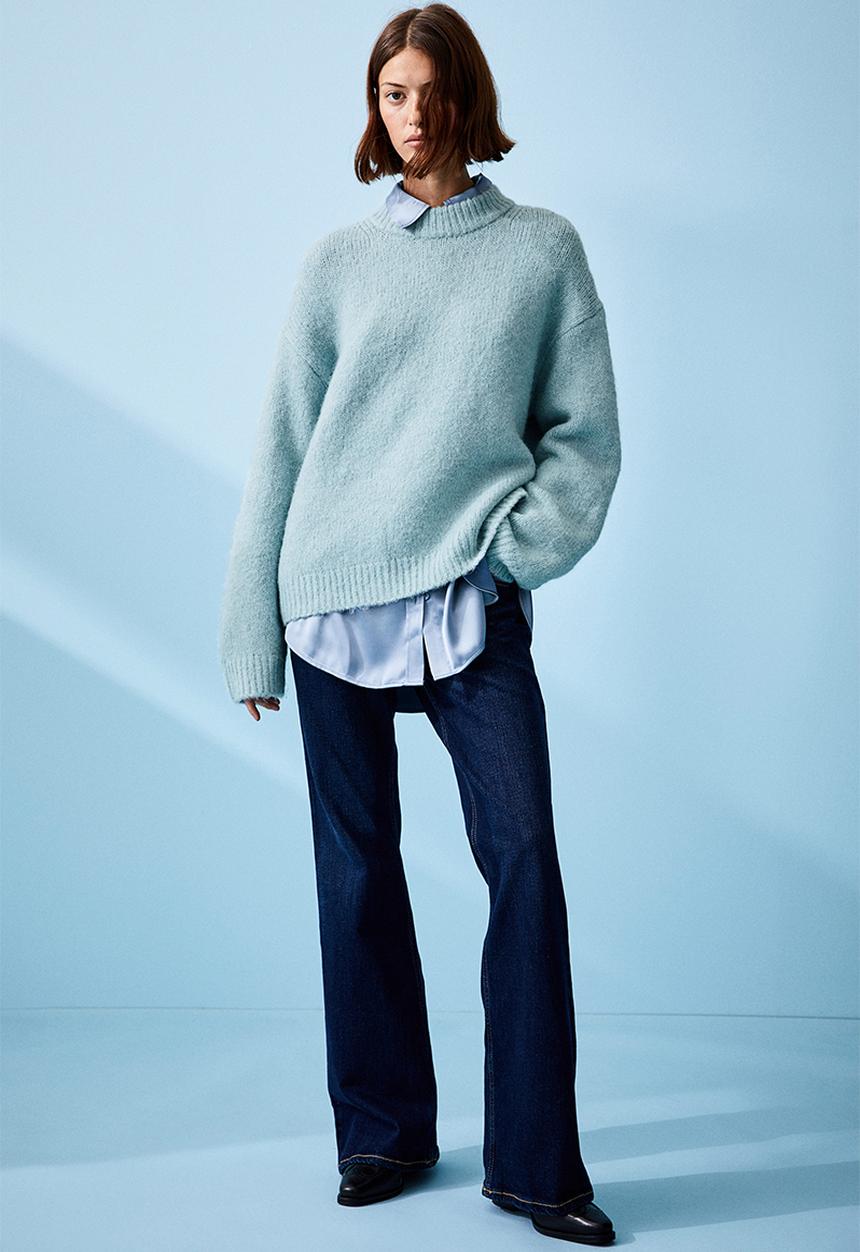 H&M - Oversized jumper - light turquoise