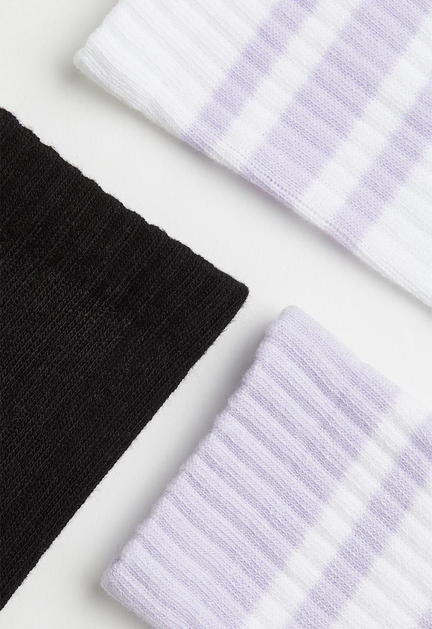 H&M - 3 Pack socks - light purple/striped