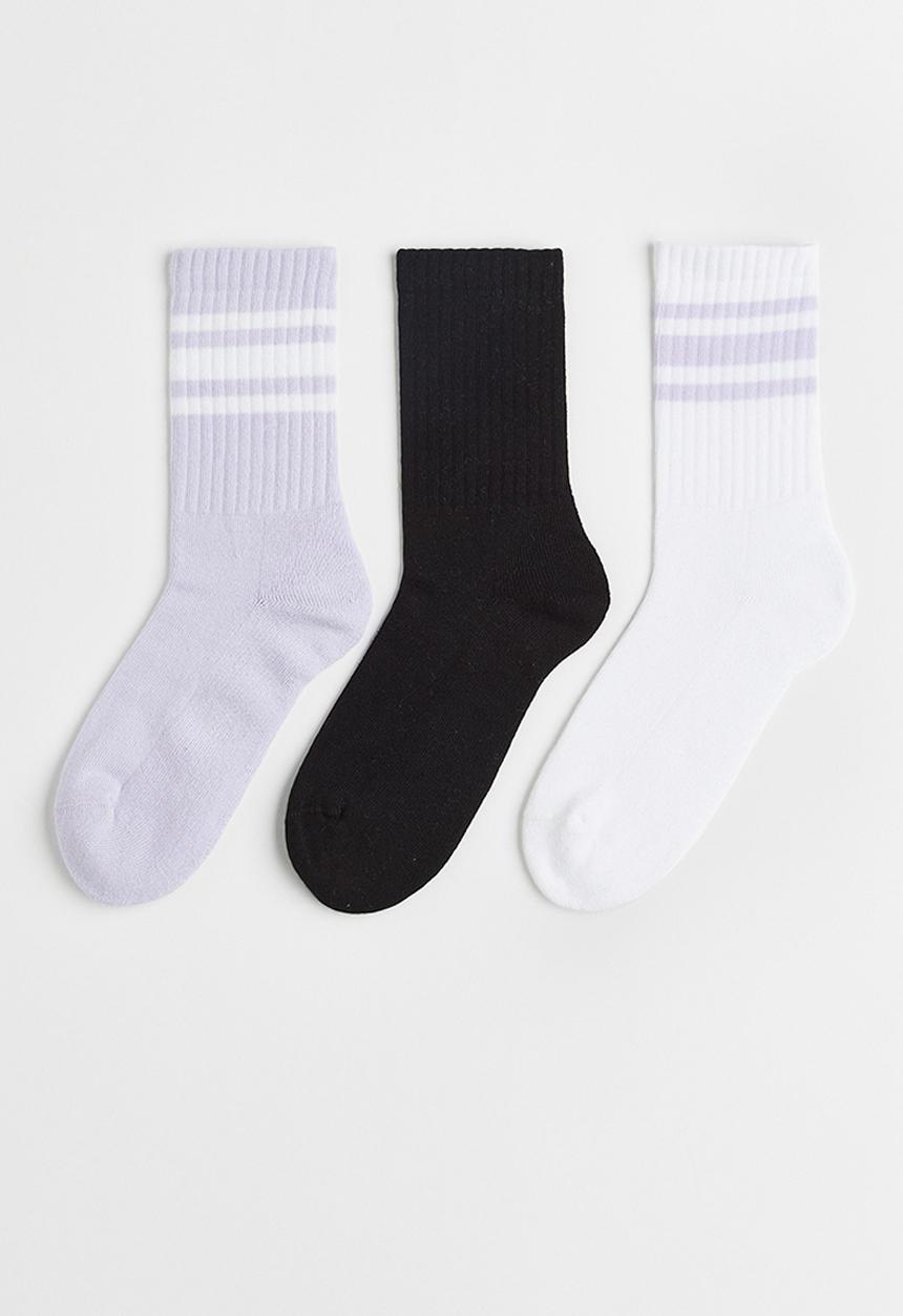 H&M - 3 Pack socks - light purple/striped