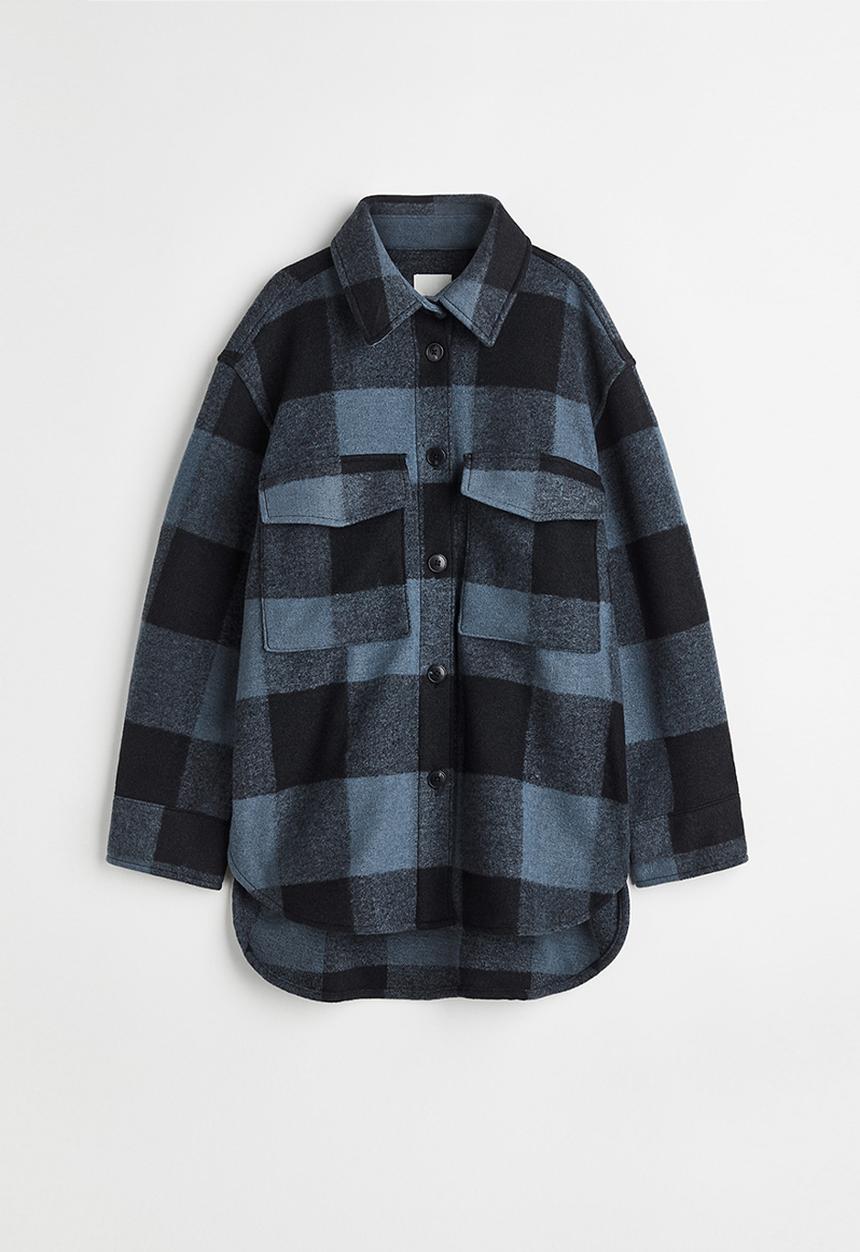 H&M - Oversized shacket - blue/checked