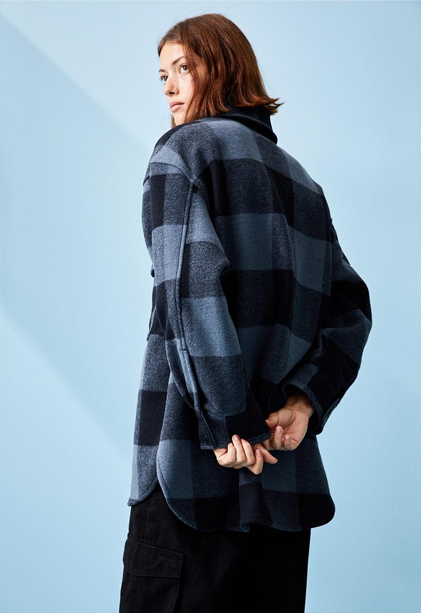 H&M - Oversized shacket - blue/checked