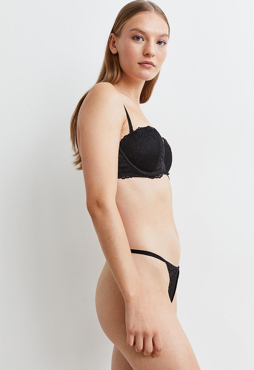 H&M - 3 Pack lace thong briefs - black