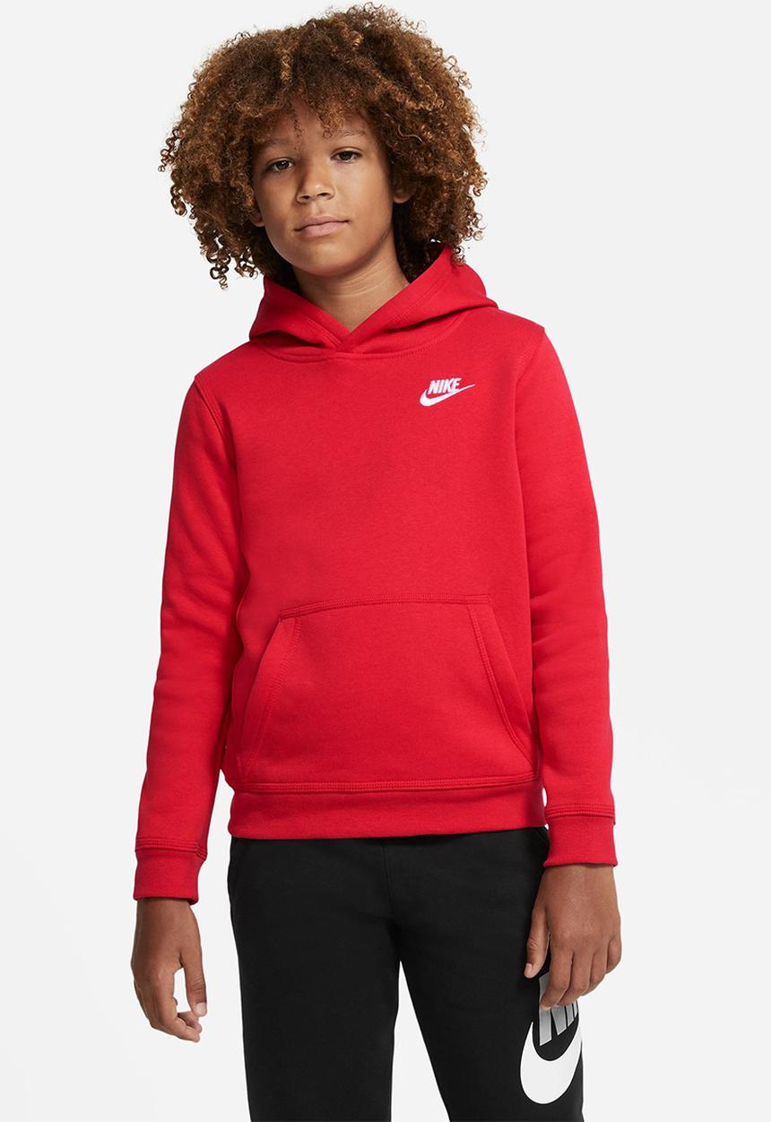 Nike - B nsw hoodie po club - unvred/white