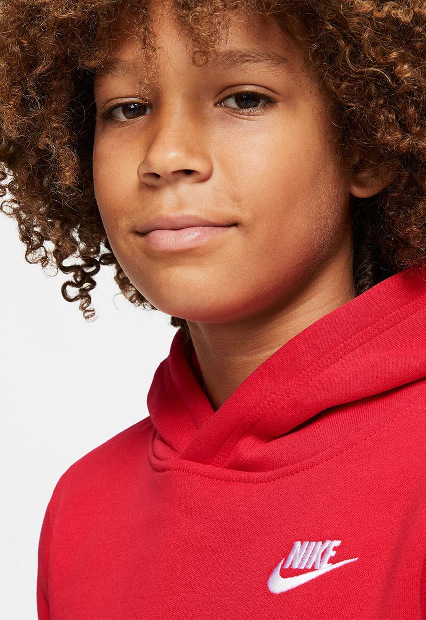 Nike - B nsw hoodie po club - unvred/white