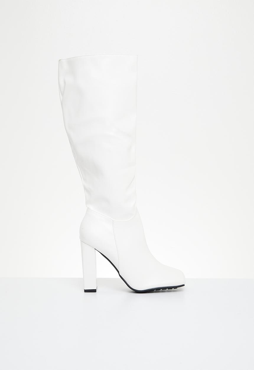 Public Desire - Gia knee high boot - ecru box pu