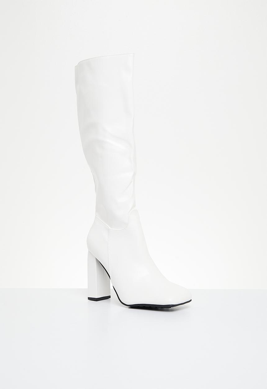 Public Desire - Gia knee high boot - ecru box pu