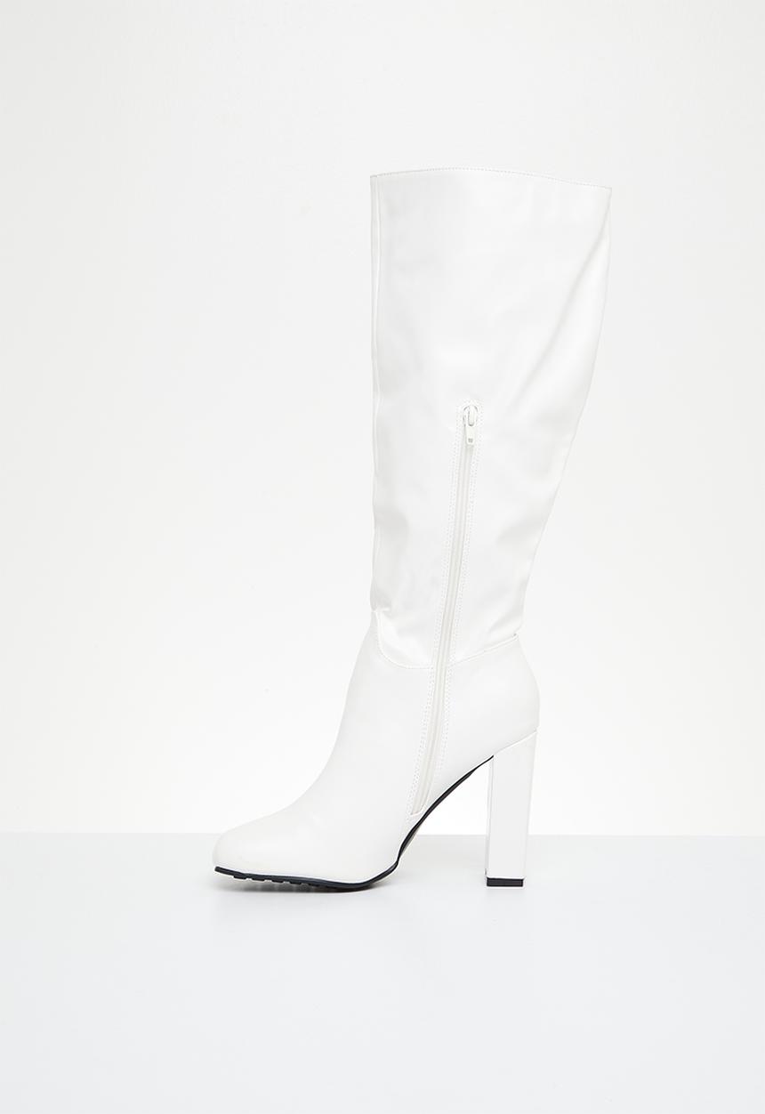 Public Desire - Gia knee high boot - ecru box pu