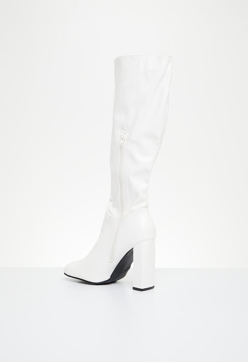 Public Desire - Gia knee high boot - ecru box pu