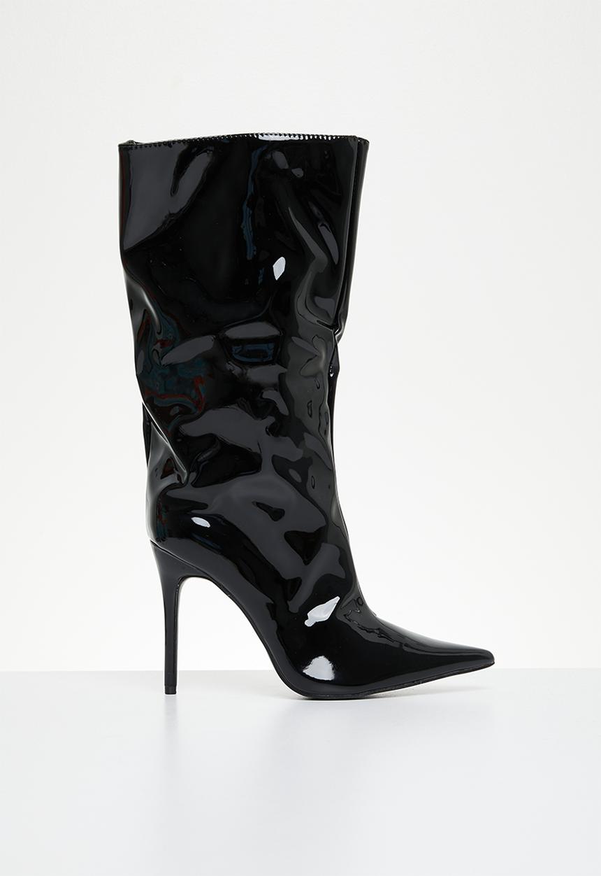 Public Desire - Wanda knee high boot - black patent