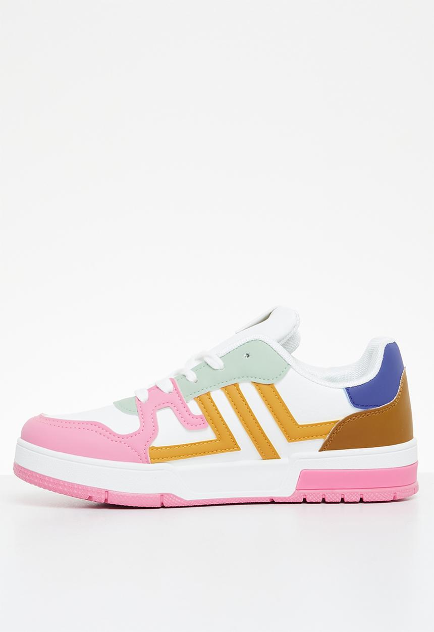 Tom Tom - Low cut colour block sneaker - white/sage/multi