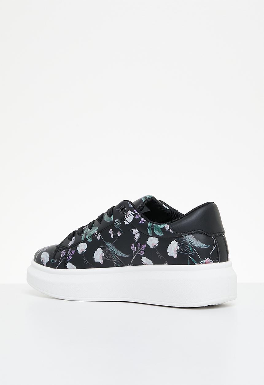 Tom Tom - Floral flatform sneaker - black