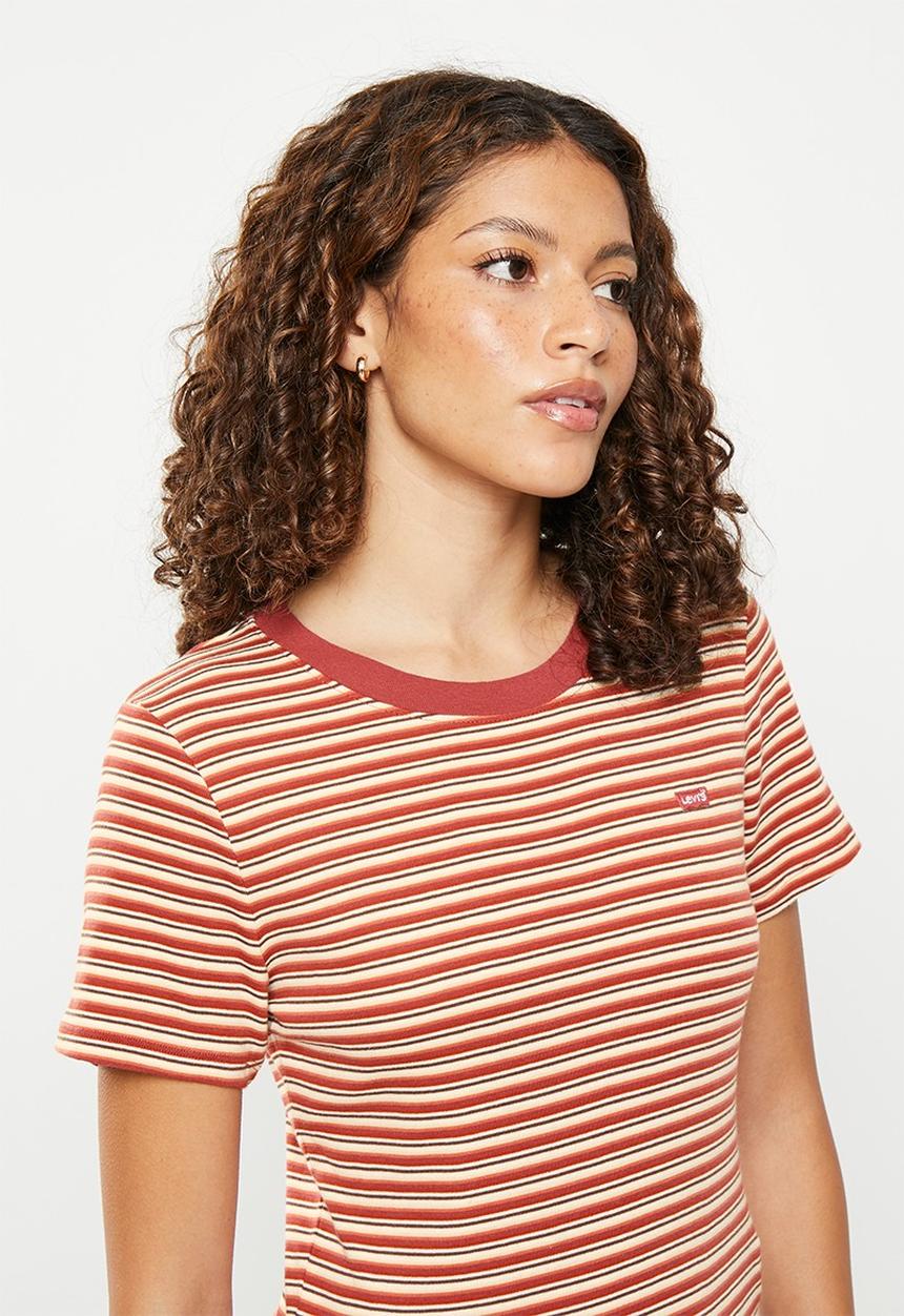 Levi’s® - Short sleeve rib baby tee - coriander stripe earth red