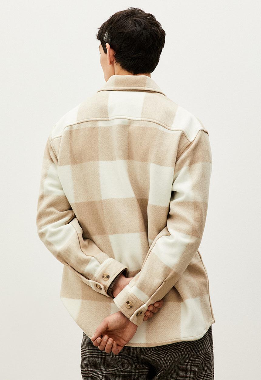 H&M - Relaxed fit overshirt - white/beige checked