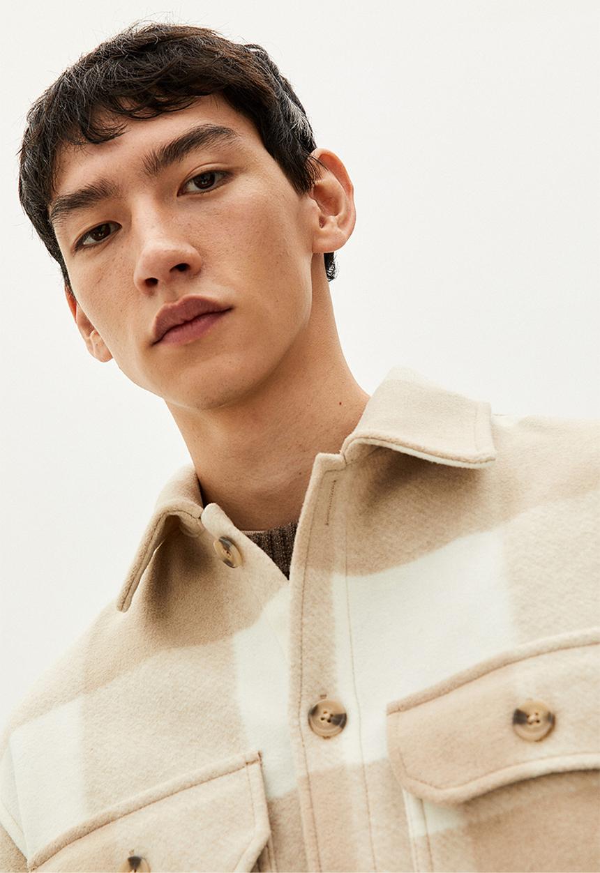 H&M - Relaxed fit overshirt - white/beige checked