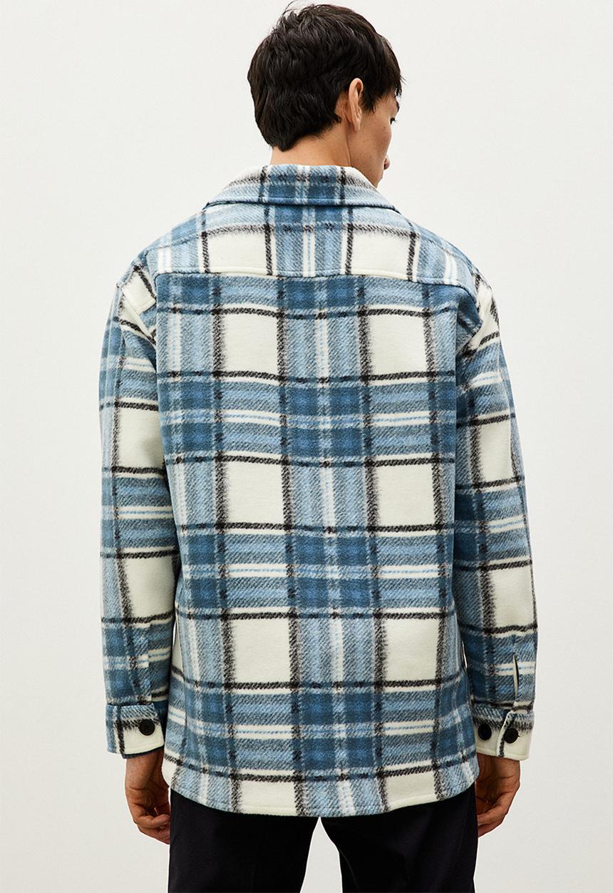 H&M - Relaxed fit overshirt - white/blue checked