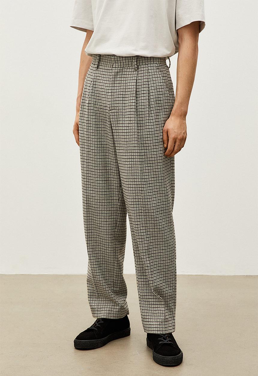 H&M - Relaxed fit wool-blend trousers - green/black checked