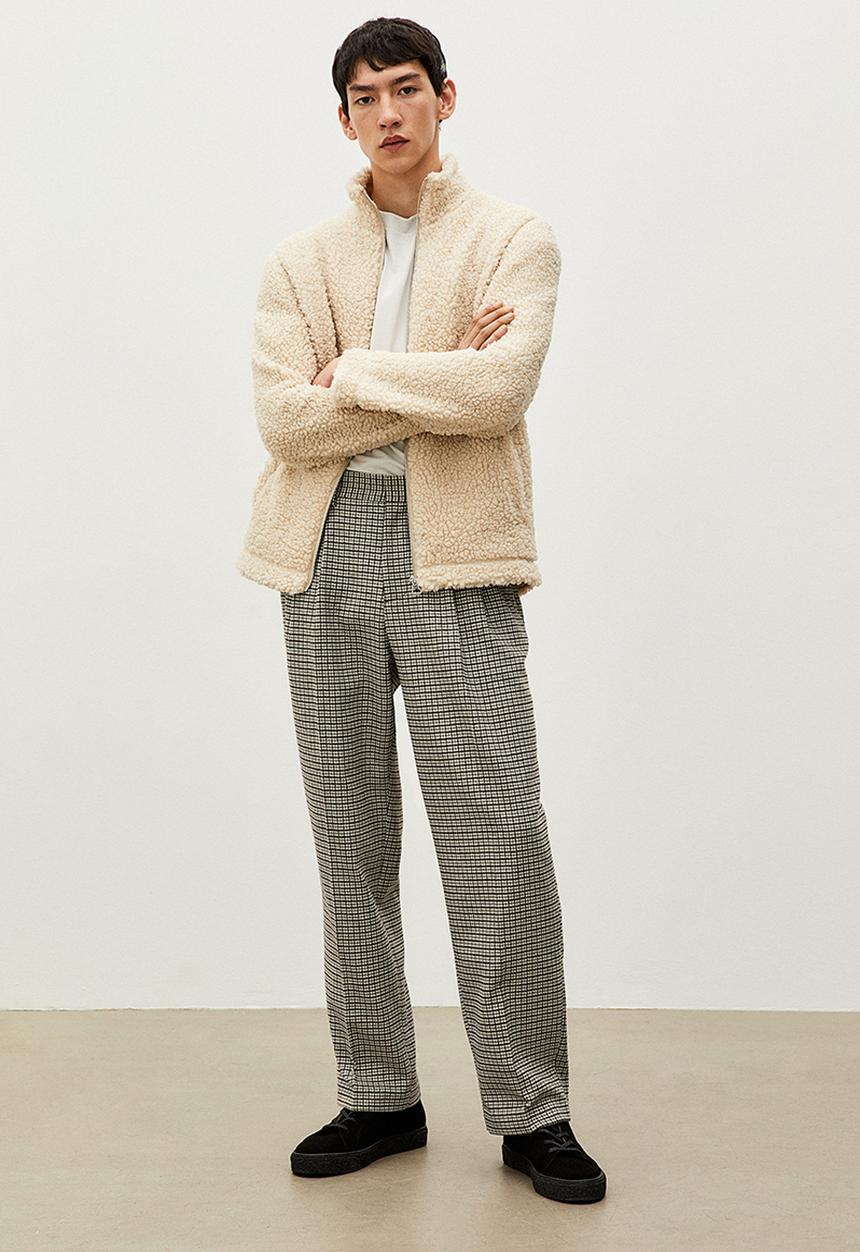 H&M - Relaxed fit wool-blend trousers - green/black checked
