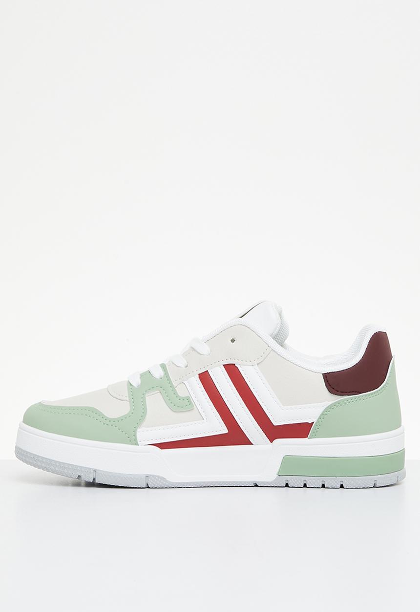 Tom Tom - Low cut colour block sneaker - beige/sage multi