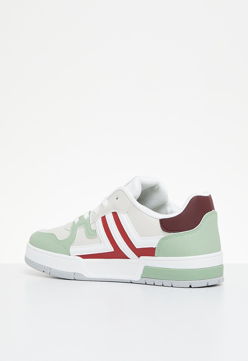 Tom Tom - Low cut colour block sneaker - beige/sage multi