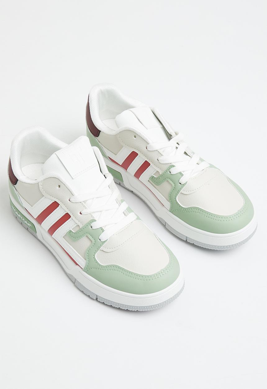 Tom Tom - Low cut colour block sneaker - beige/sage multi