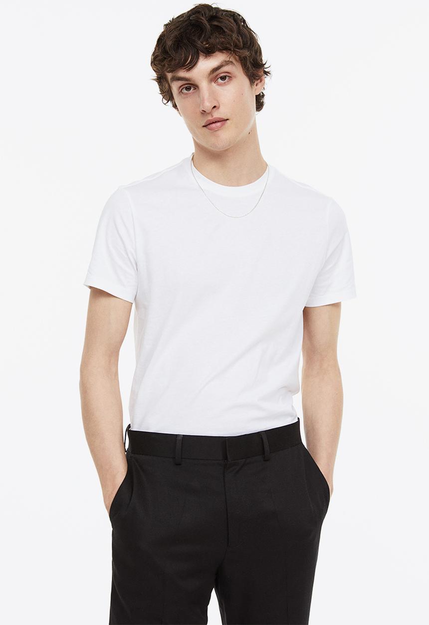 H&M - Slim fit pima cotton T-shirt - white