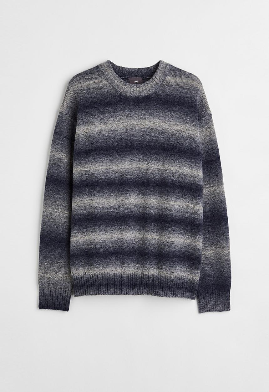 H&M - Relaxed fit jumper - dark blue/striped