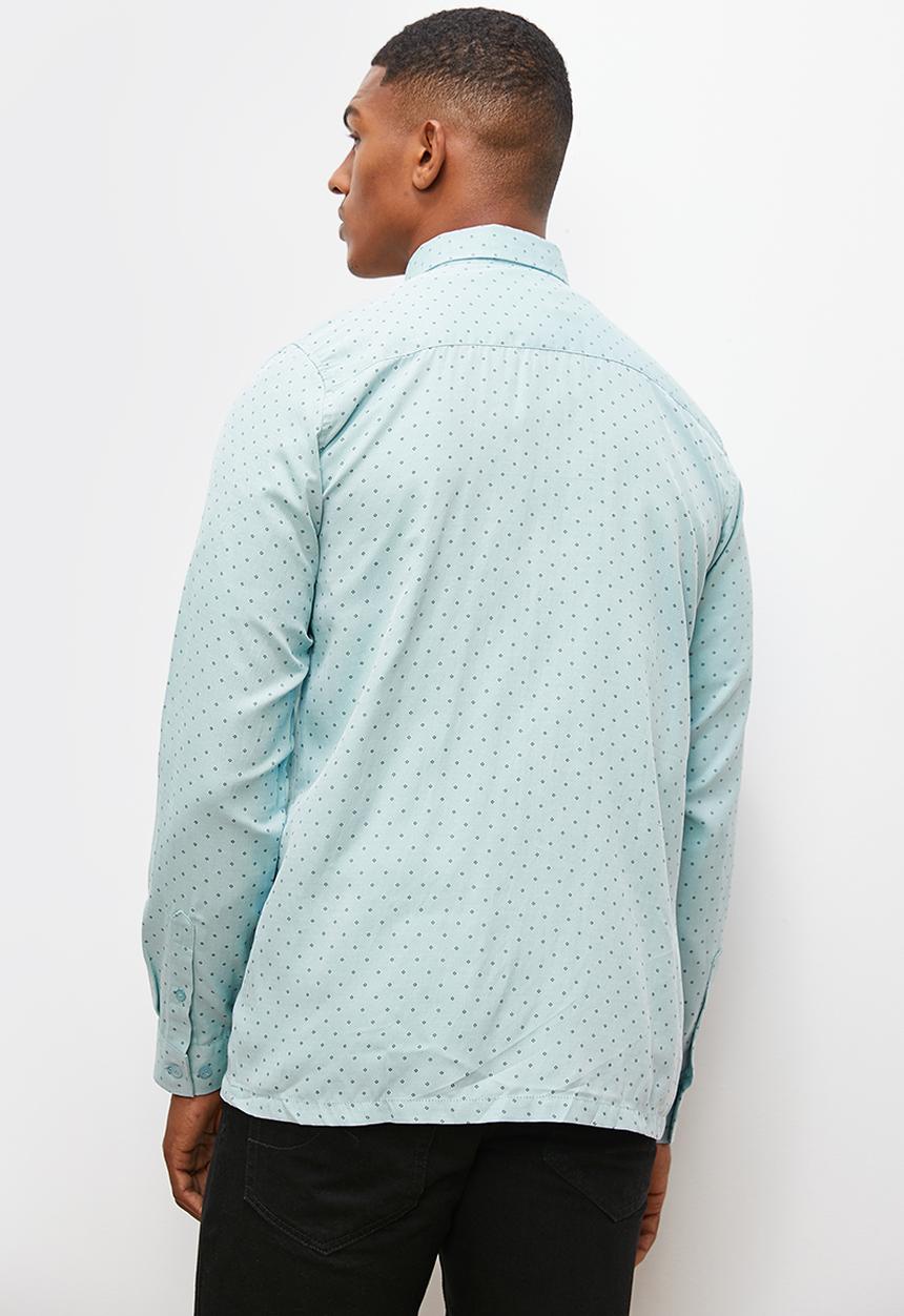 Lark & Crosse - Printed long sleeve cotton shirt - light green