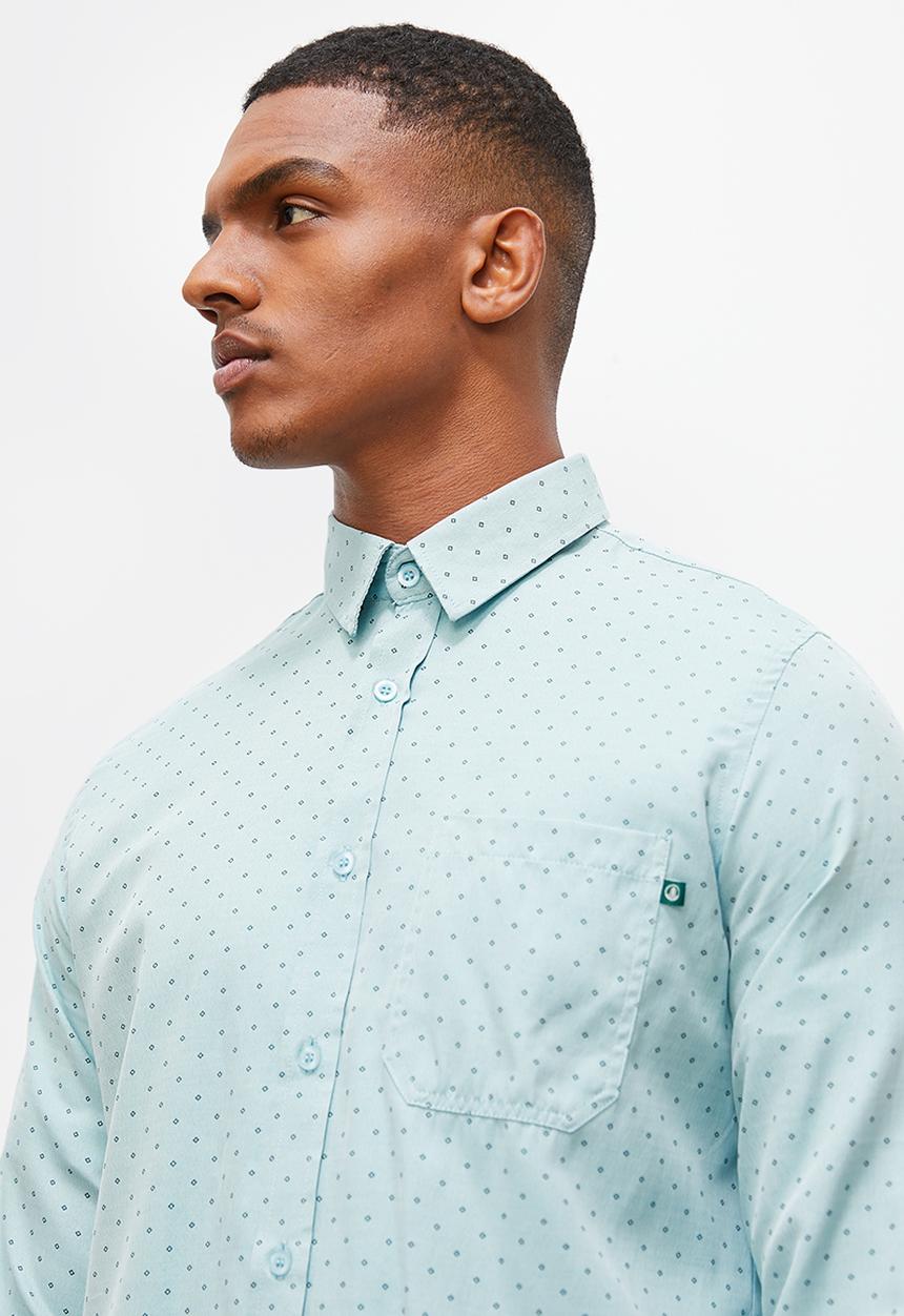 Lark & Crosse - Printed long sleeve cotton shirt - light green