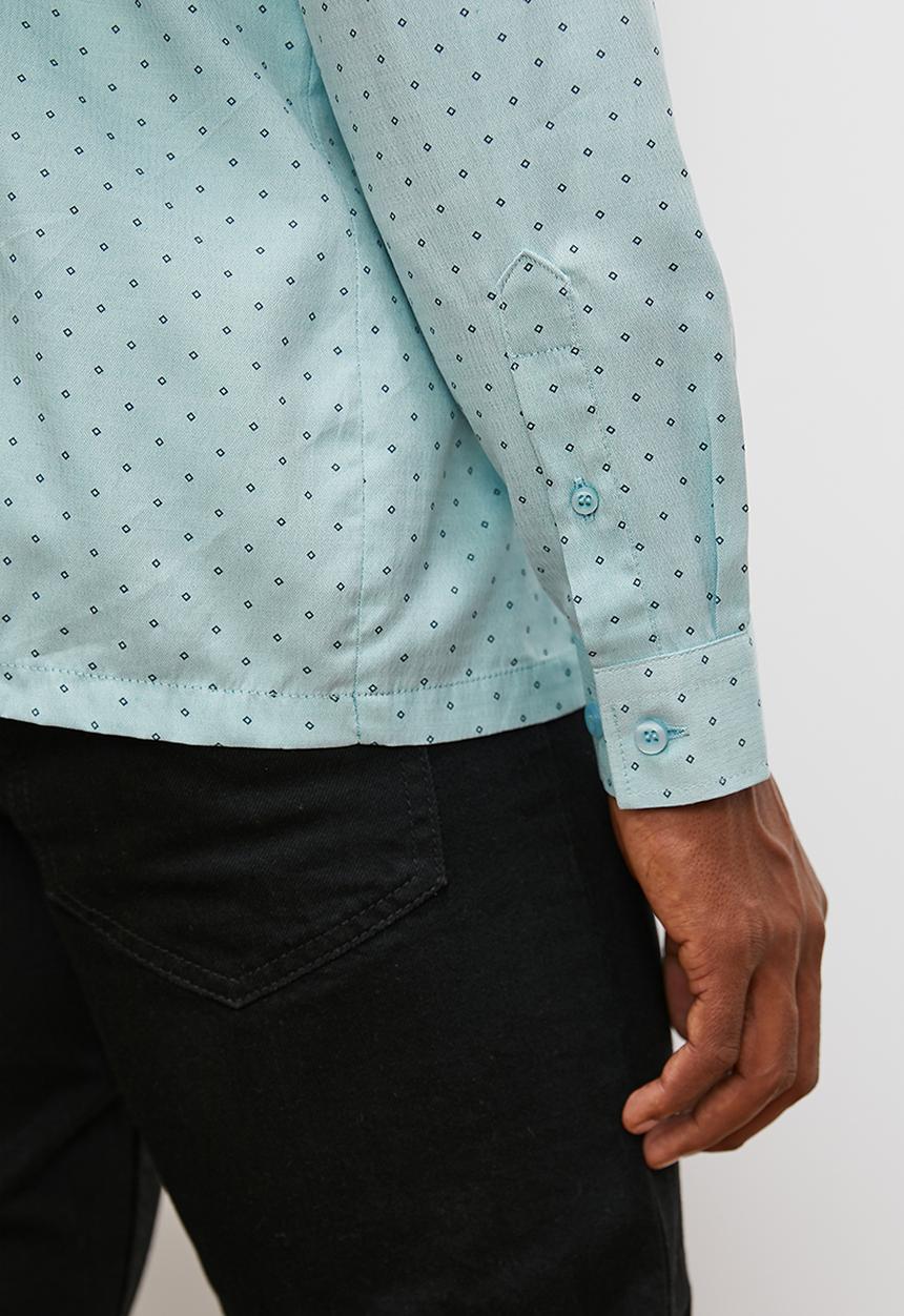 Lark & Crosse - Printed long sleeve cotton shirt - light green