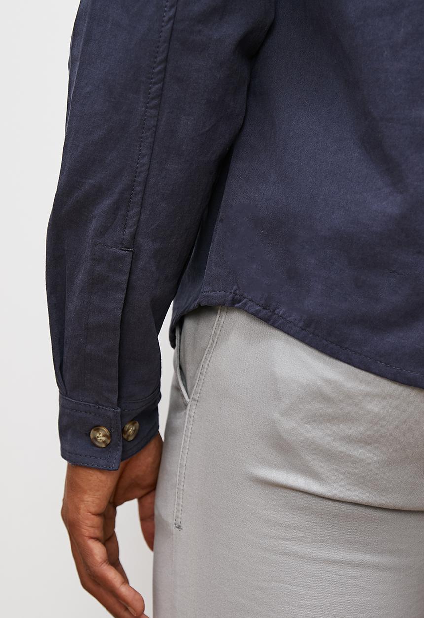 Lark & Crosse - Hooded peached twill shacket - navy