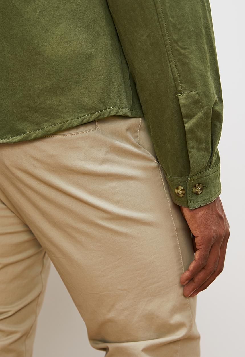 Lark & Crosse - Hooded peached twill shacket - khaki