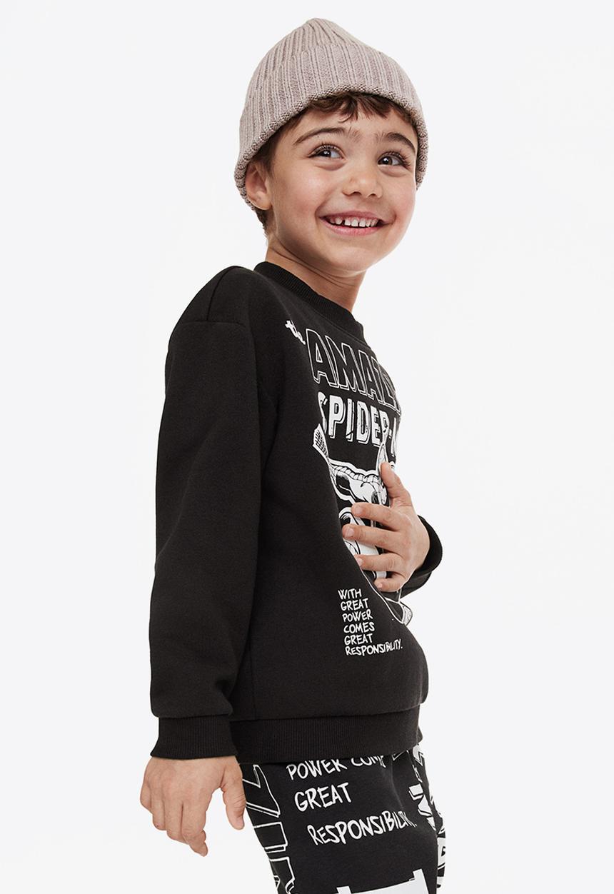 H&M - 2-piece printed sweatshirt set - black/spider-man