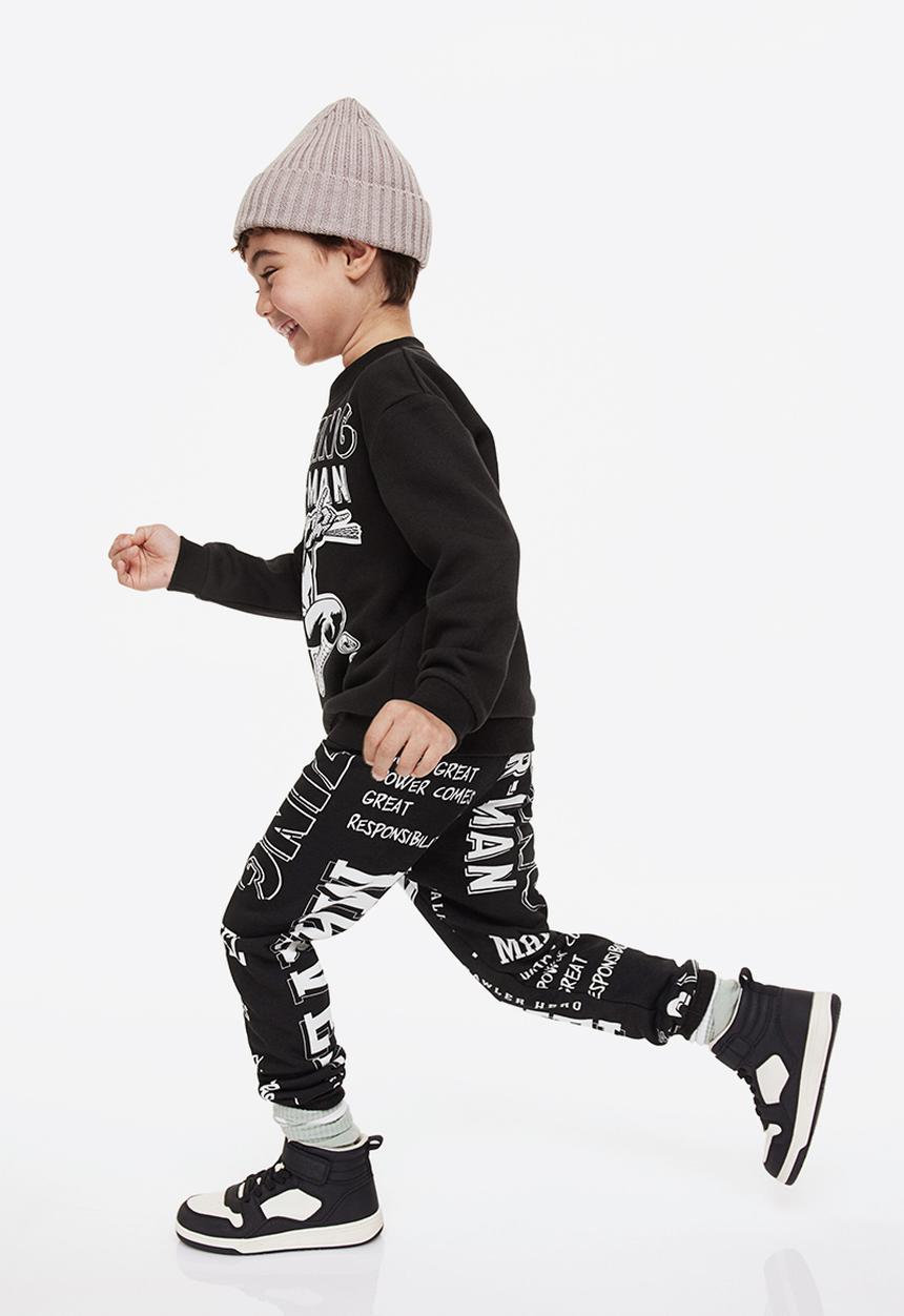 H&M - 2-piece printed sweatshirt set - black/spider-man