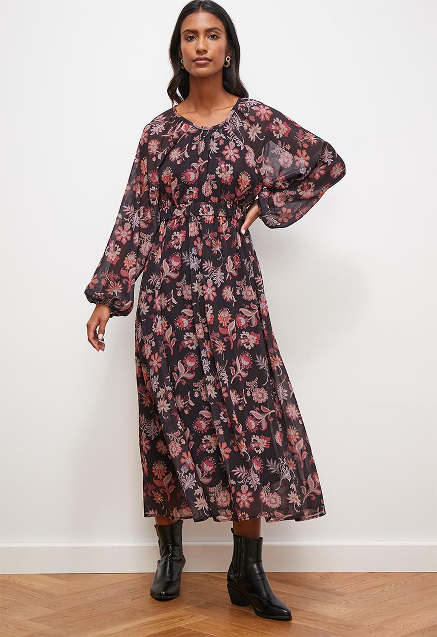 edit - Balloon sleeve midi dress - interior floral